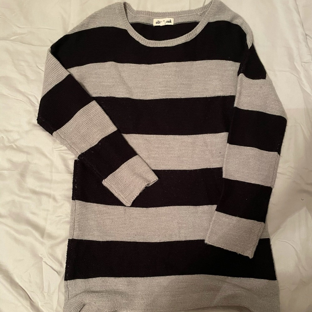 Grey and Black Striped Sweater